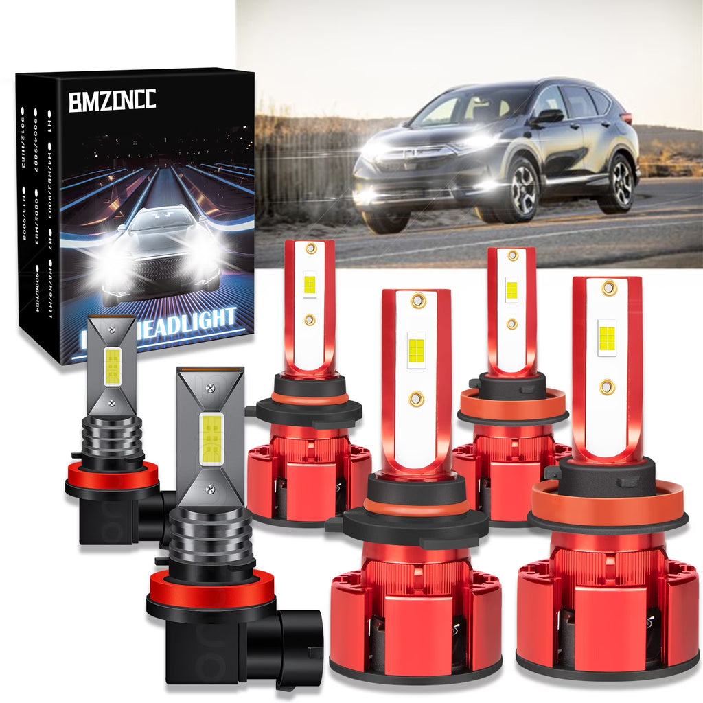 9005 High + H11 Low Beam + H11 Fog Beam LED Headlight Bulbs 6000K Cool White X541