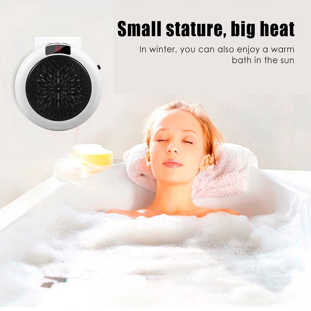 900W White Digital Thermostat Plug in Electric Heater Fan with Remote Timer O1505