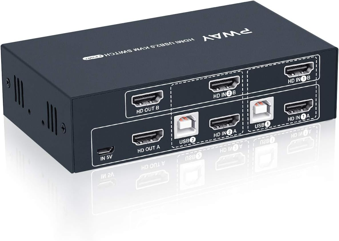 2 Port Dual Monitor HDMI KVM Switch 4K@30Hz O63279