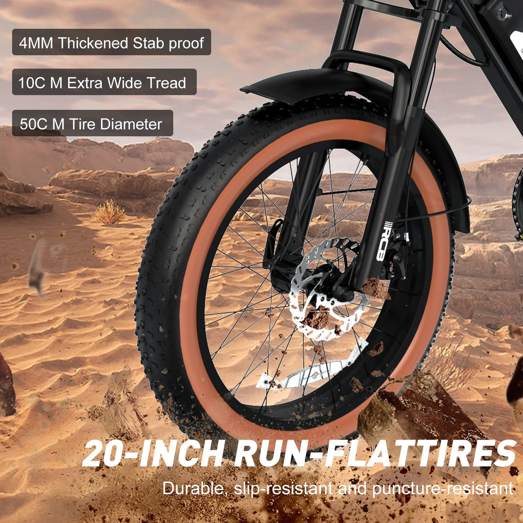 Black 20" 4.0 Fat Tire Electric Bike with 48V 15Ah Battery K717872