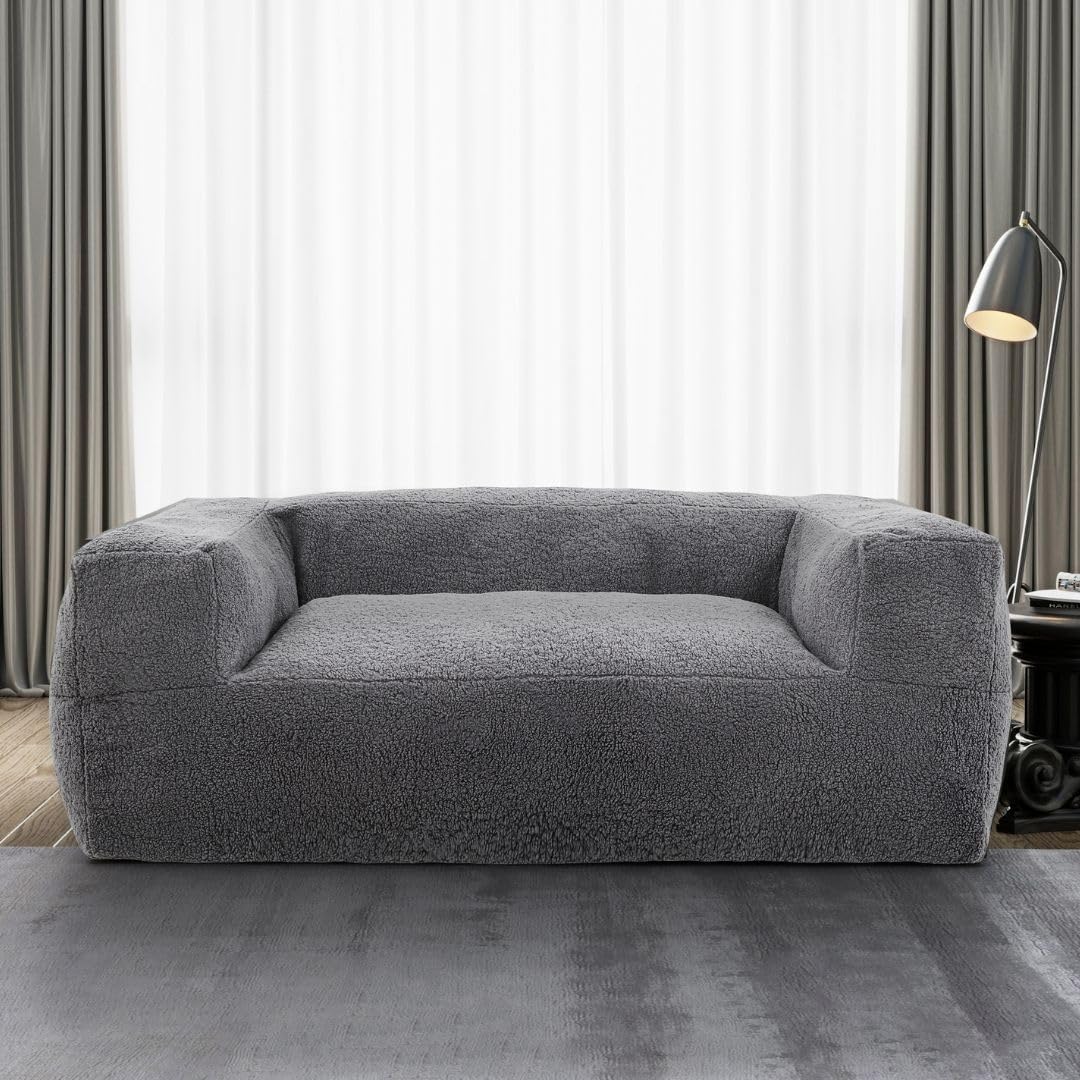 Gray Memory Foam Bean Bag Sofa Chair with Armrest L328291