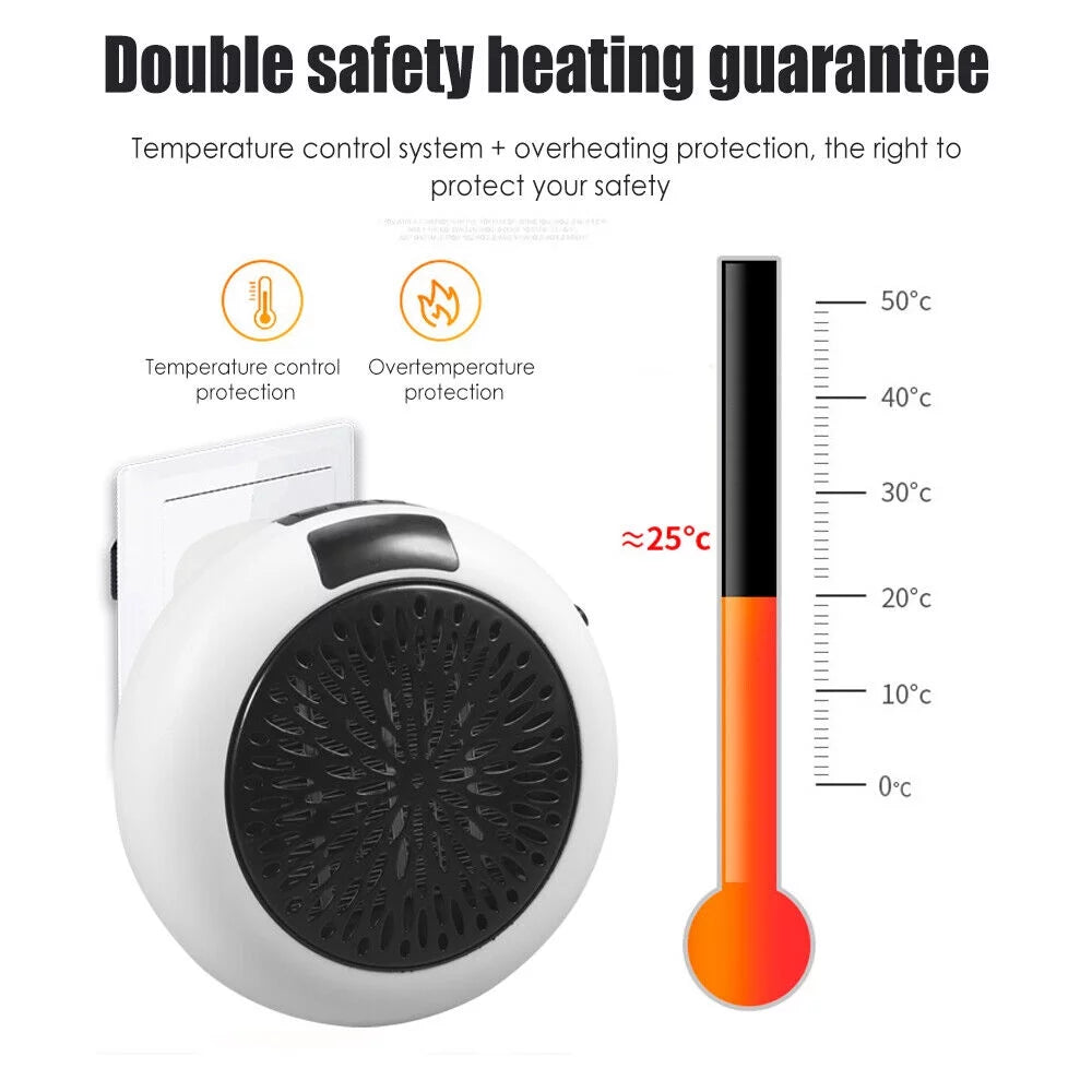 900W White Digital Thermostat Plug in Electric Heater Fan with Remote Timer O1505
