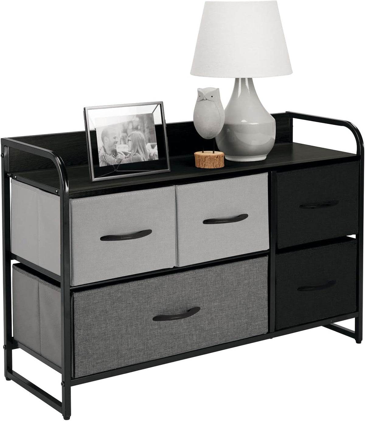 Gray 5 Removable Fabric Drawers Storage Dresser J97229