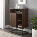 Dark Walnut 24 Inch Wood and Glass Storage Cabinet T62722