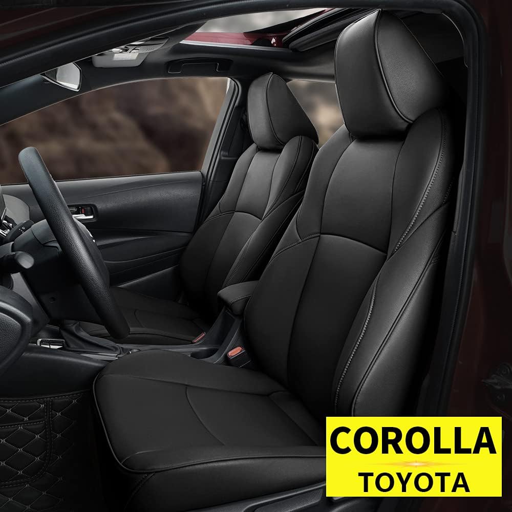 Faux Leather Car Seat Covers Full Set Black L625807