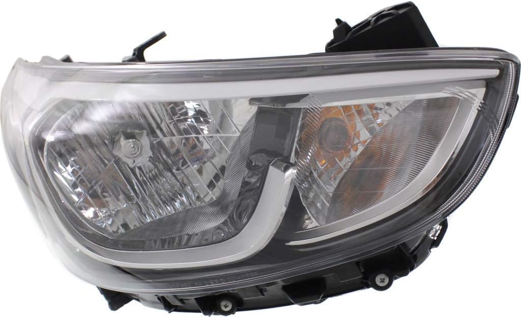 2015 2016 2017 Hyundai Accent Headlight Assembly Driver Side Black Housing U74366