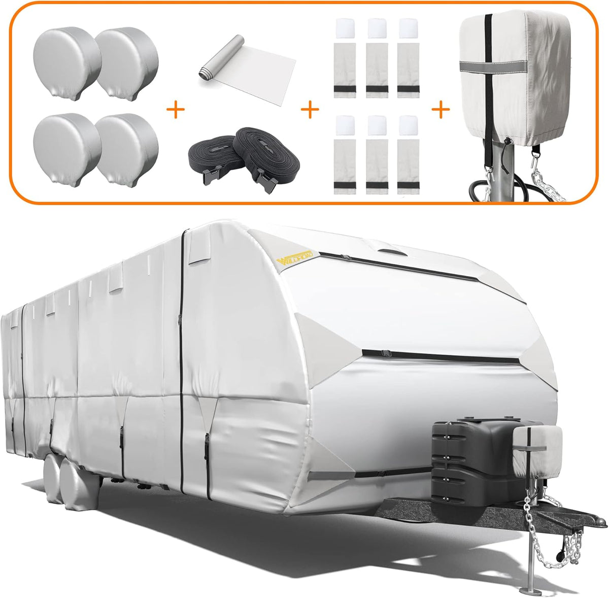300D Anti-Tear Waterproof Windproof Anti-UV RV Trailer Cover O6663