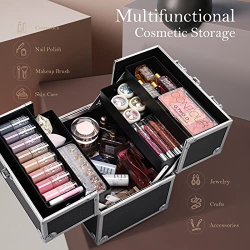 Silver Aluminum Makeup Case with 4 Trays Q186674