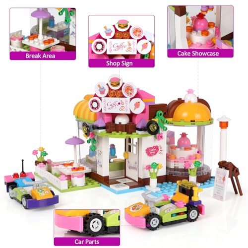 1140 Pieces Coffee Shop Building Blocks Set with Storage Box V515