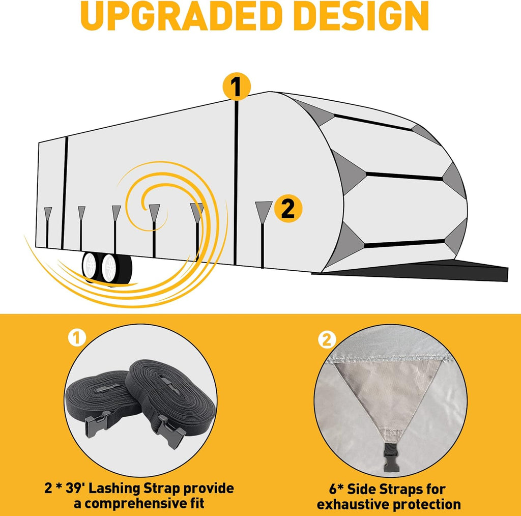 300D Anti-Tear Waterproof Windproof Anti-UV RV Trailer Cover O6663