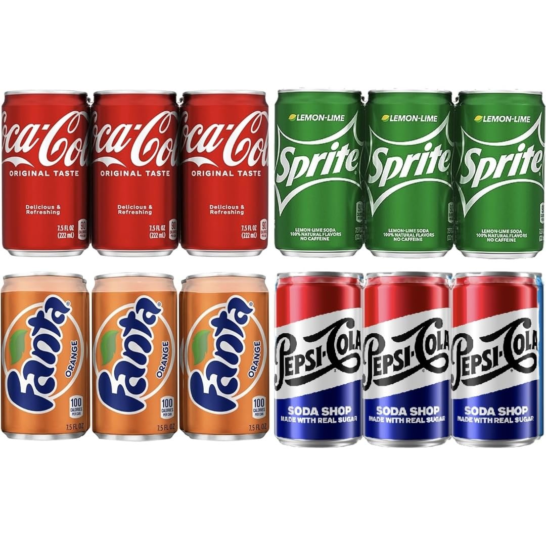 24 Mini Cans Variety Soda, 4 flavors, 7.5 Fl Oz O9869