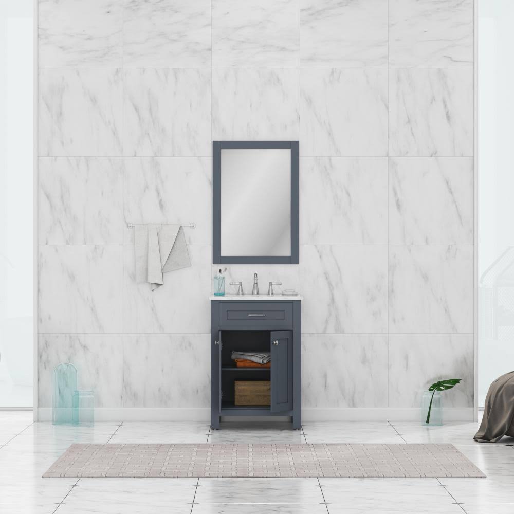 24 in. Single Gray Bathroom Vanity with Carrera Marble Top G524