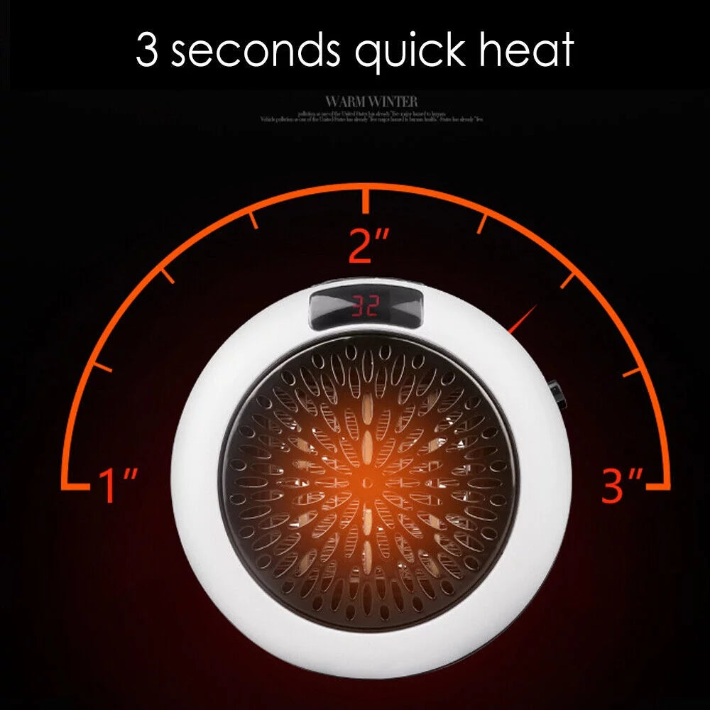 900W White Digital Thermostat Plug in Electric Heater Fan with Remote Timer O1505