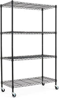 Black 4-Shelf Adjustable Carbon Steel Wire Shelving Unit Z72303