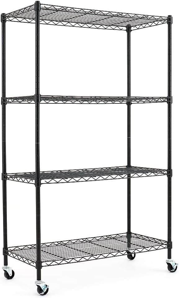 Black 4-Shelf Adjustable Carbon Steel Wire Shelving Unit Z72303