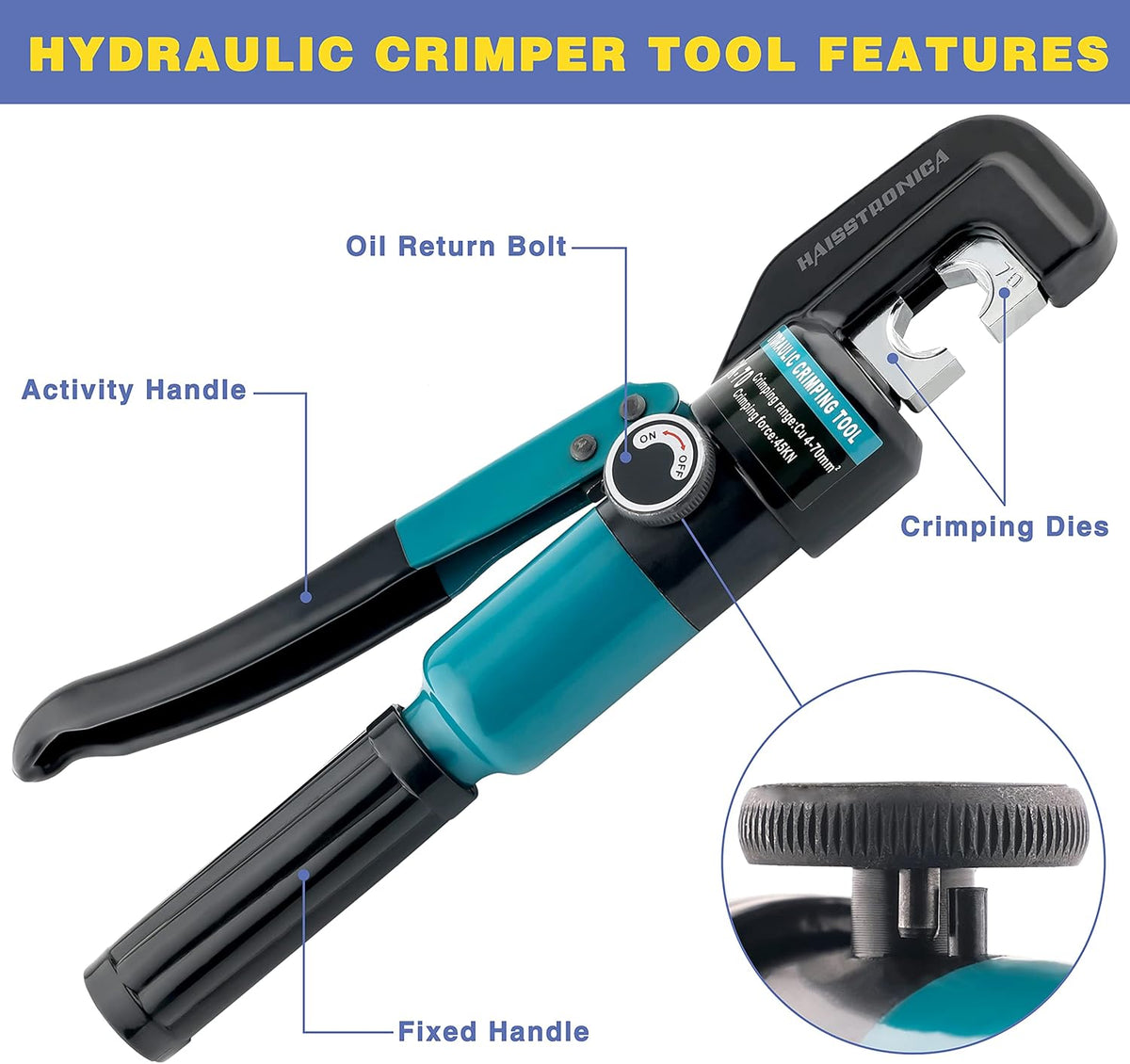 Hydraulic Battery Cable Lug Crimping Tool AWG 12-2/0 K272757
