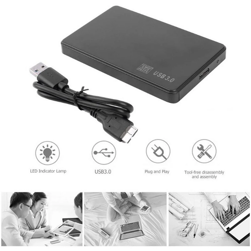 2.5In to USB 3.0 Solid State Enclosure Mobile Hard Disk Cassette with Cable D75841