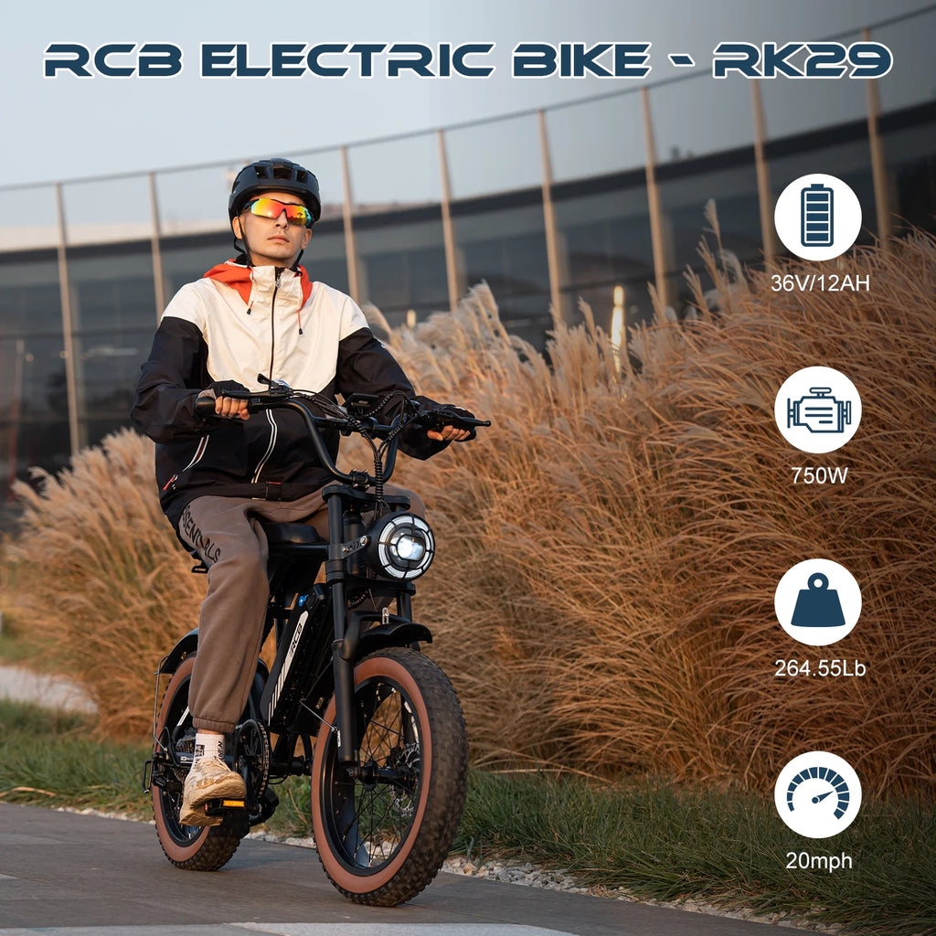 Black 20" 4.0 Fat Tire Electric Bike with 48V 15Ah Battery K717872