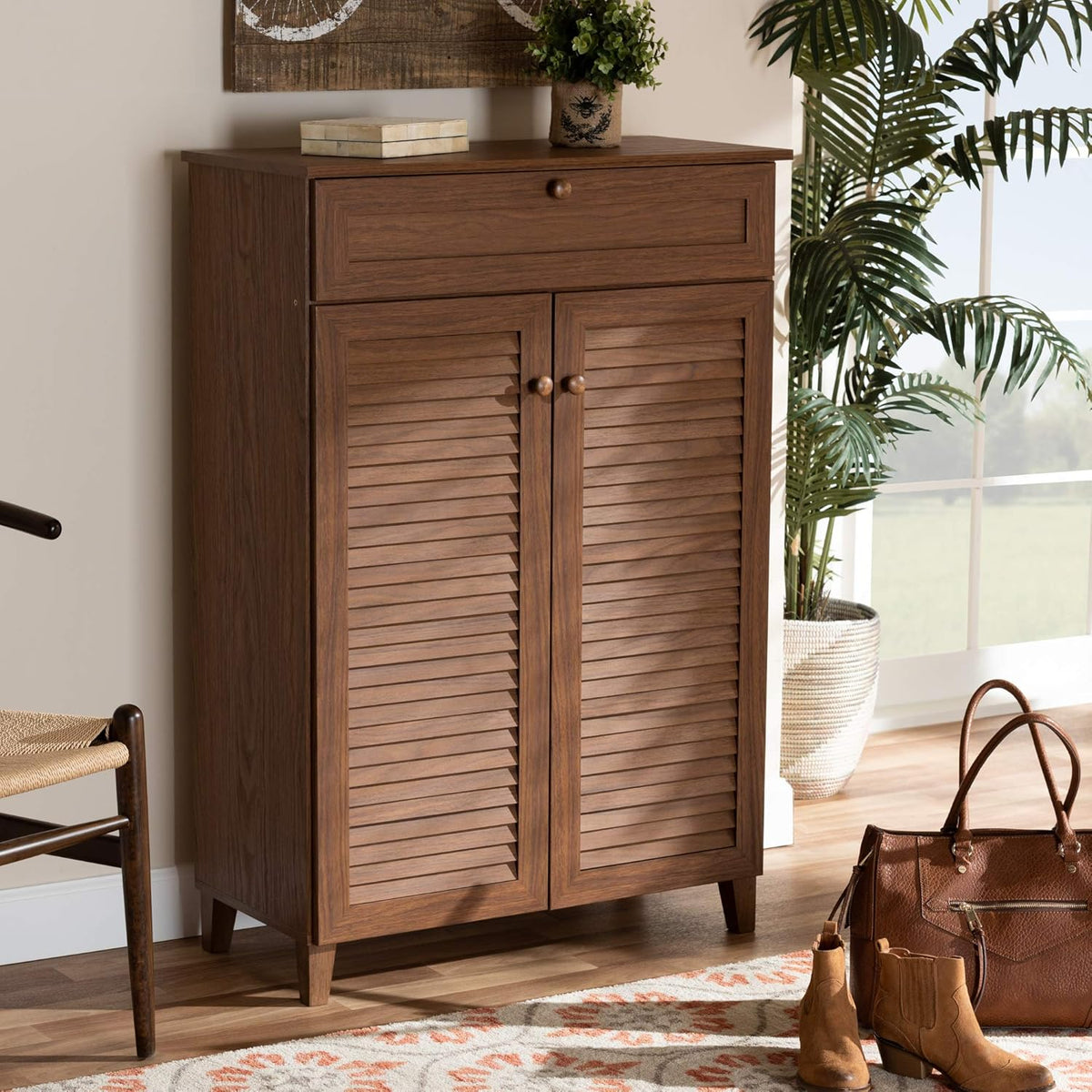 Walnut Shoe Cabinet V66898