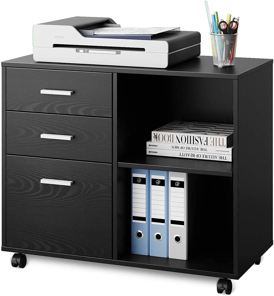 3 Drawer Wood File Cabinet with Lockable Casters K512043