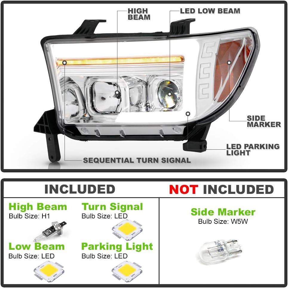 Chrome LED Projector Headlights H20906