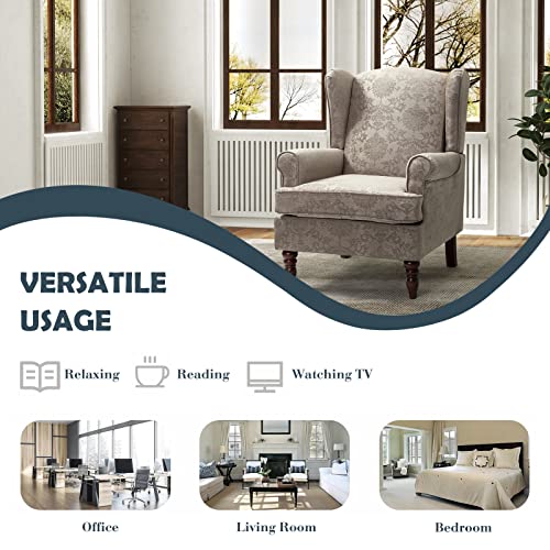 Wingback Accent Chairs Set of 2 with Wood Legs, Fabric Armchairs M260