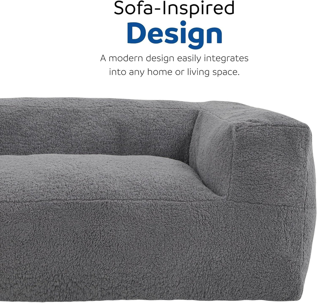 Gray Memory Foam Bean Bag Sofa Chair with Armrest L328291