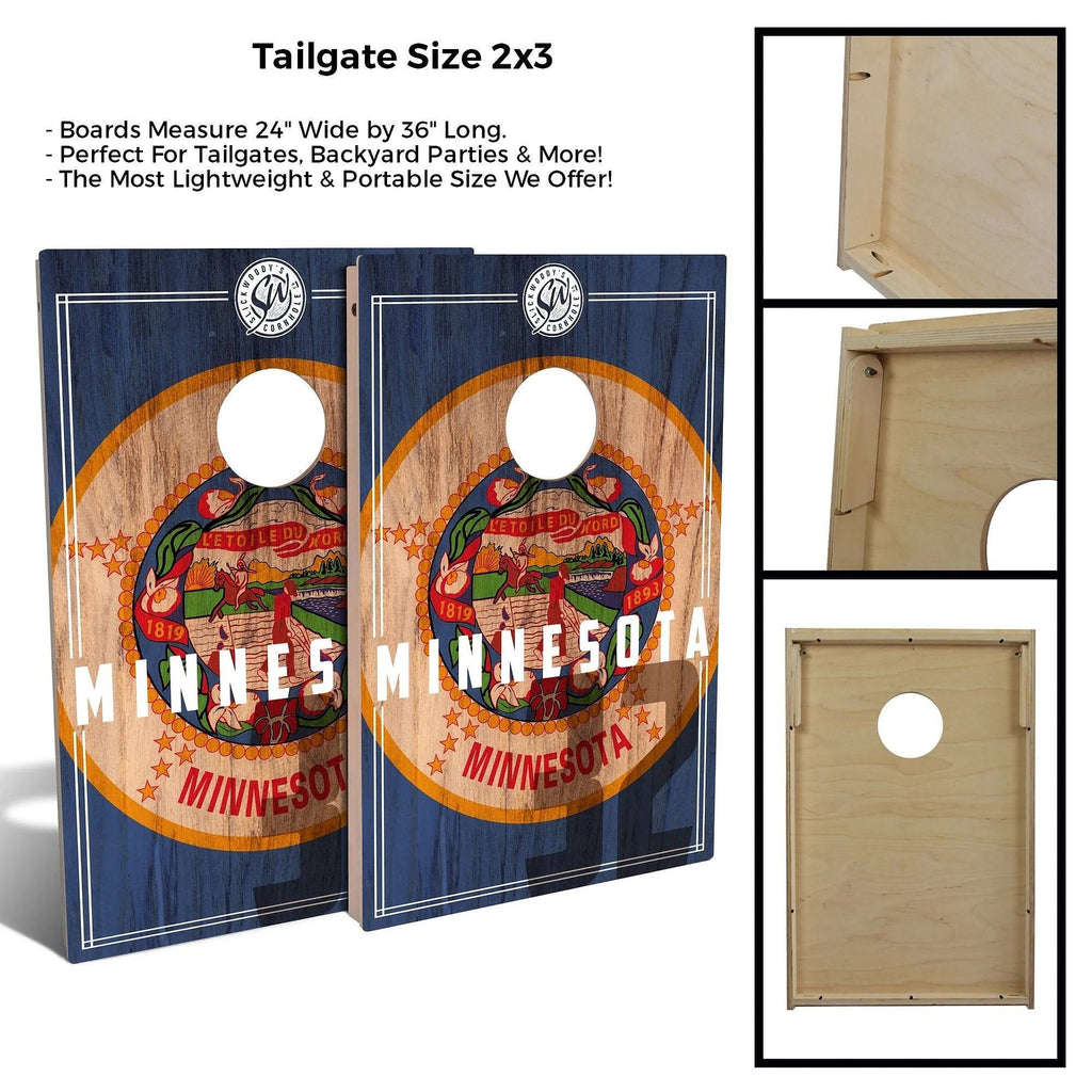Minnesota State Flag Cornhole Board Set with Carrying Case A972507