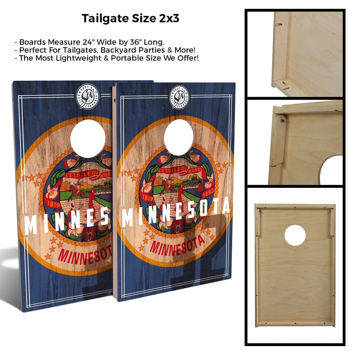Minnesota State Flag Cornhole Board Set with Carrying Case A972507