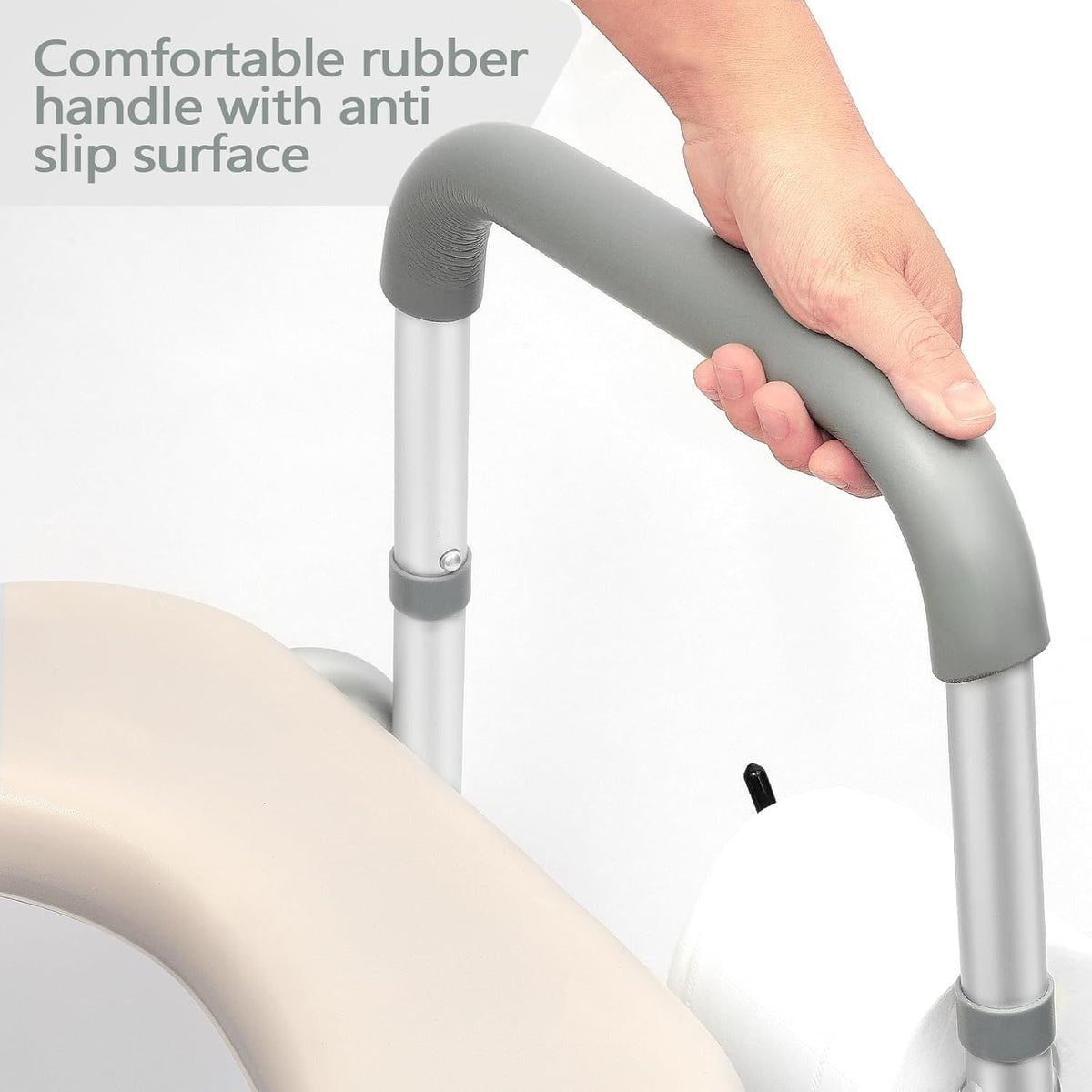 Raised Toilet Seat with Handles, Height Adjustable, Heavy Duty Padded Seat Riser, 350lbs Capacity X442560