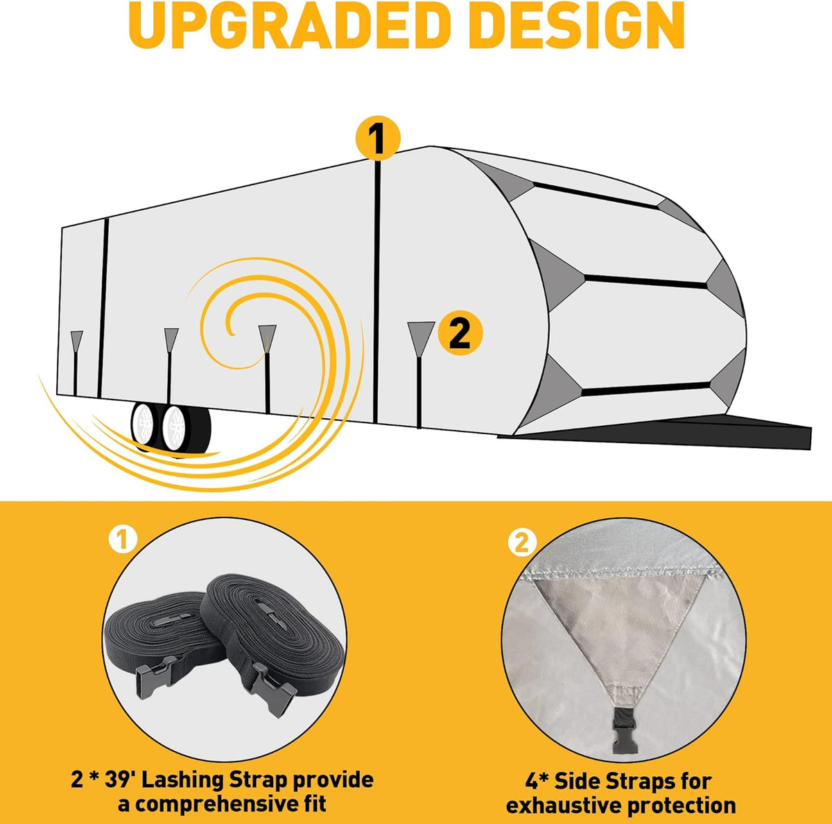 300D Anti-Tear Waterproof Windproof Anti-UV RV Trailer Cover O6663