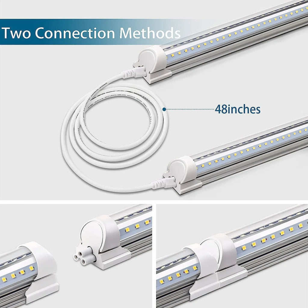 8FT 72W 9000LM 5000K Daylight White T8 Linkable LED Shop Light, 4 Packs E6822