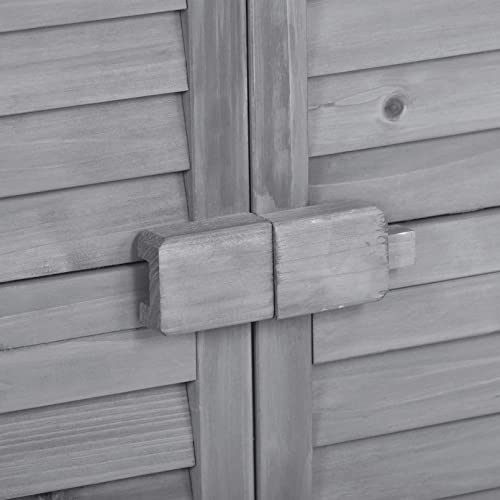 Natural Wood Outdoor Storage Cabinet with Shelves P865207