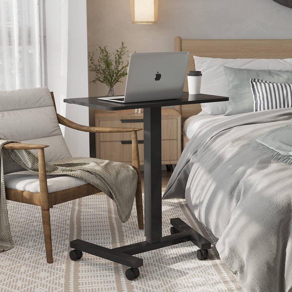 Black Adjustable Height Rolling Laptop Desk Cart V967555