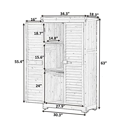 Natural Wood Outdoor Storage Cabinet with Shelves P865207