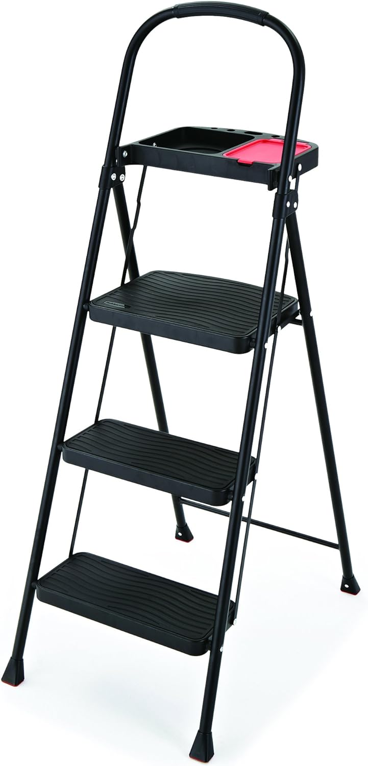 White 2-Step Steel Step Stool J876