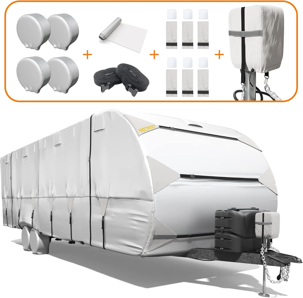 300D Anti-Tear Waterproof Windproof Anti-UV RV Trailer Cover O6663