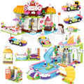 1140 Pieces Coffee Shop Building Blocks Set with Storage Box V515