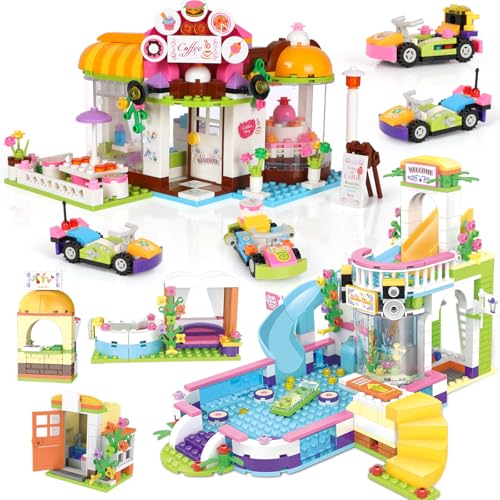 1140 Pieces Coffee Shop Building Blocks Set with Storage Box V515