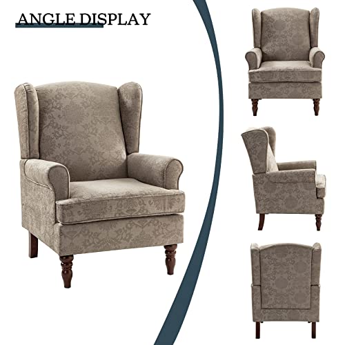 Wingback Accent Chairs Set of 2 with Wood Legs, Fabric Armchairs M260