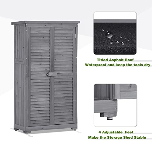 Natural Wood Outdoor Storage Cabinet with Shelves P865207