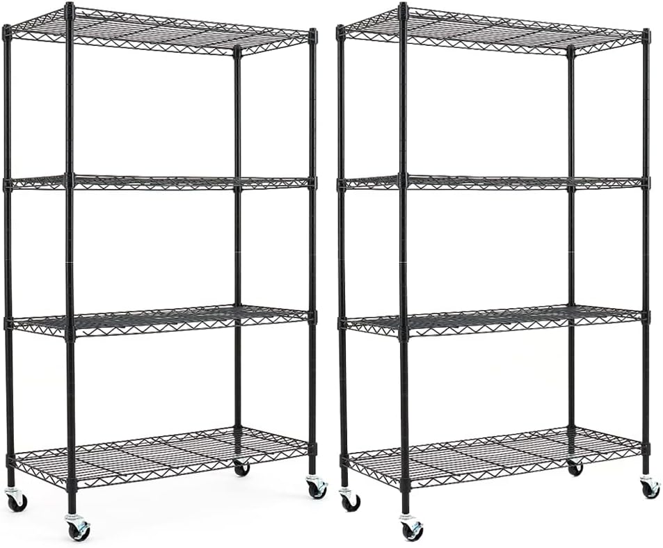 Black 4-Shelf Adjustable Carbon Steel Wire Shelving Unit Z72303