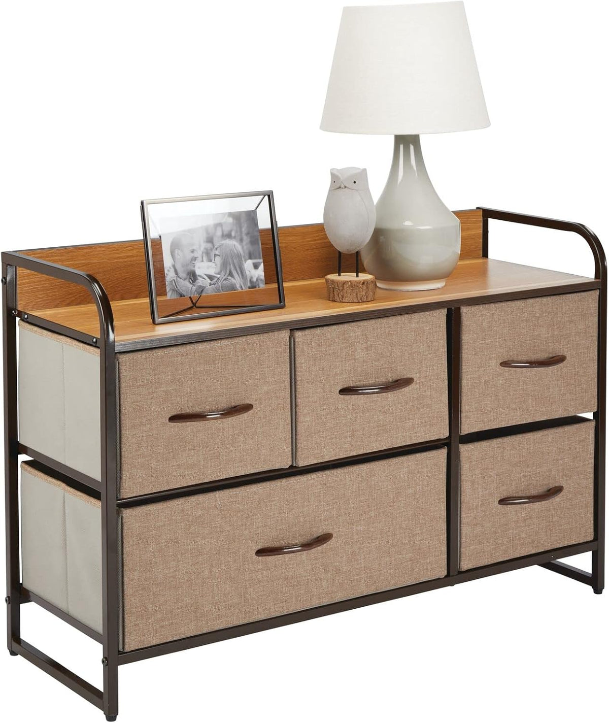 Gray 5 Removable Fabric Drawers Storage Dresser J97229