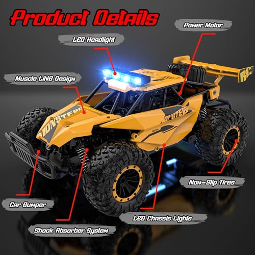 2.4GHz 1:12 Monster RC Truck with LED Headlight and Rechargeable Battery C493