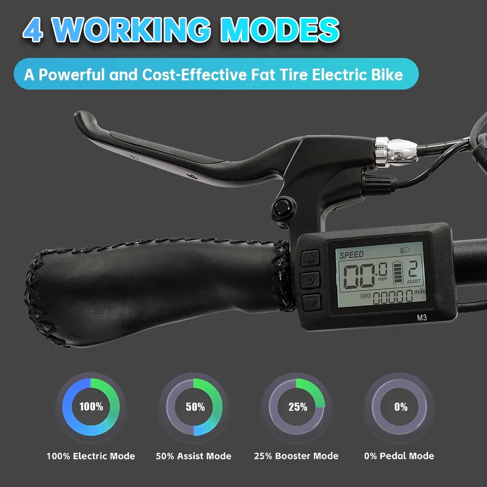 Foldable 20" 500W 36V Electric Bicycle Fat Tire Removable Battery 7 Speed I413168