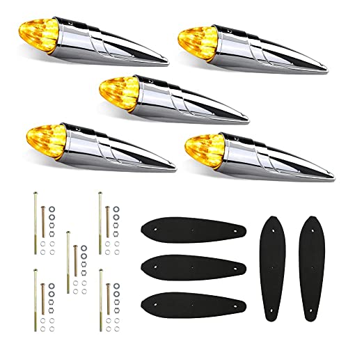 5PCS Amber LED Cab Marker Lights for Heavy Duty Truck C13650