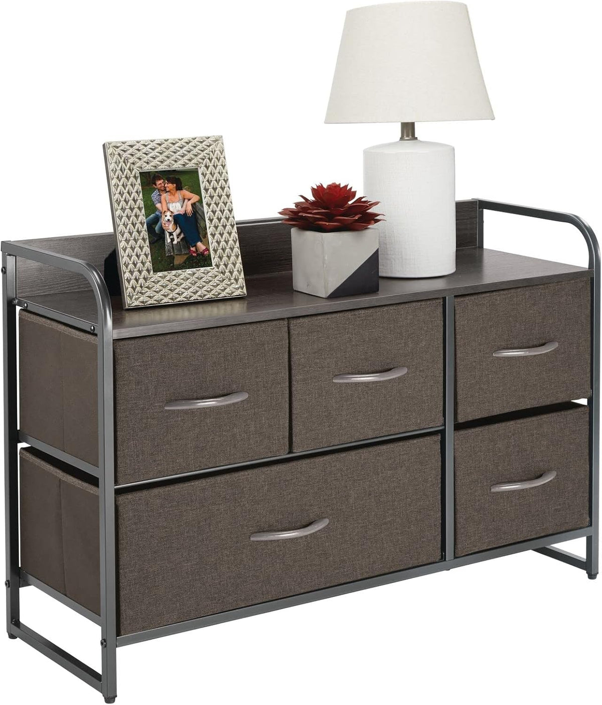 Gray 5 Removable Fabric Drawers Storage Dresser J97229