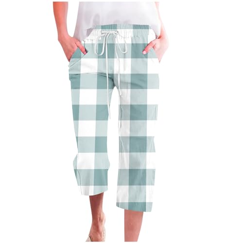 Cotton Linen Loose Fit Drawstring Capri Pants J95440