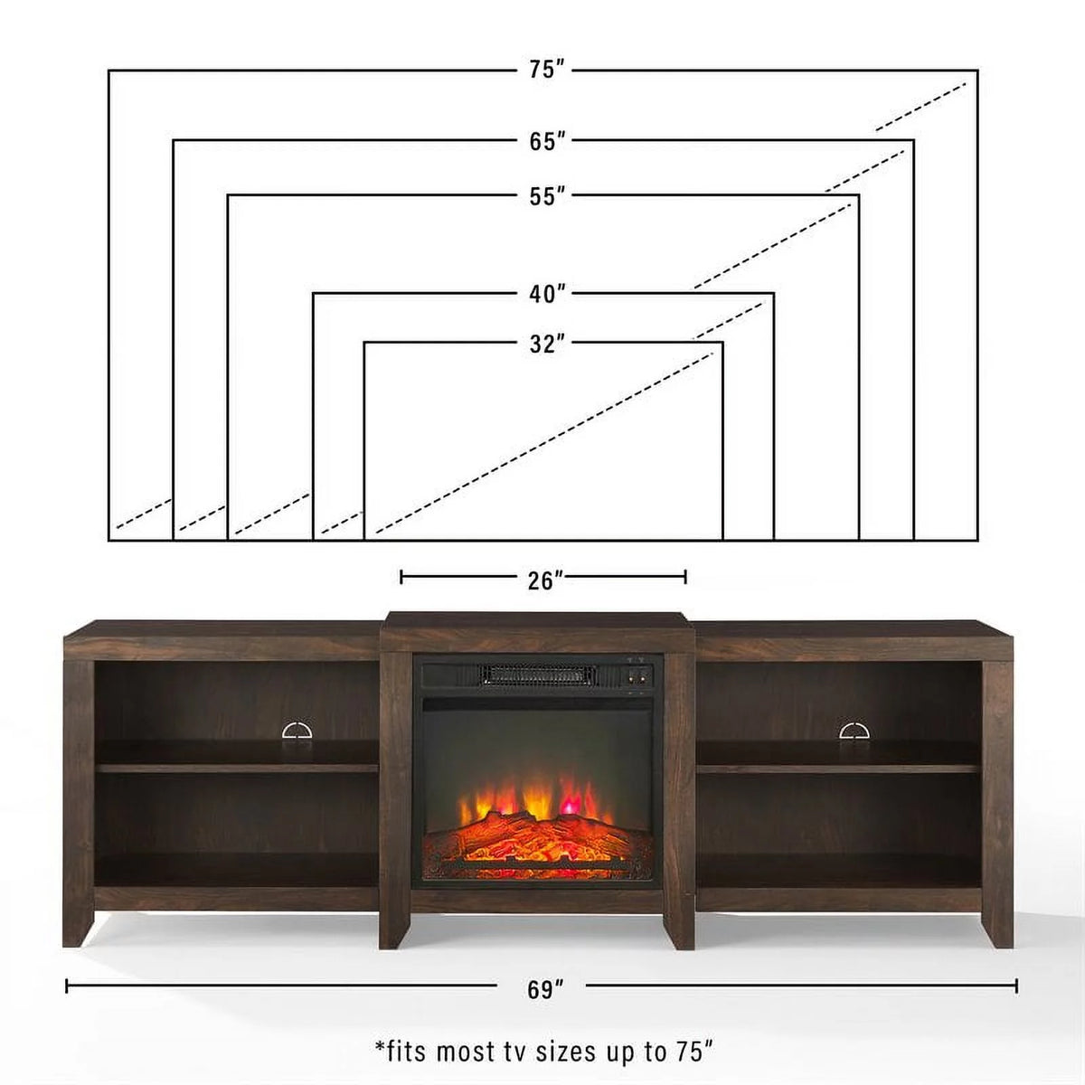 Dark Walnut Wood TV Stand C8315