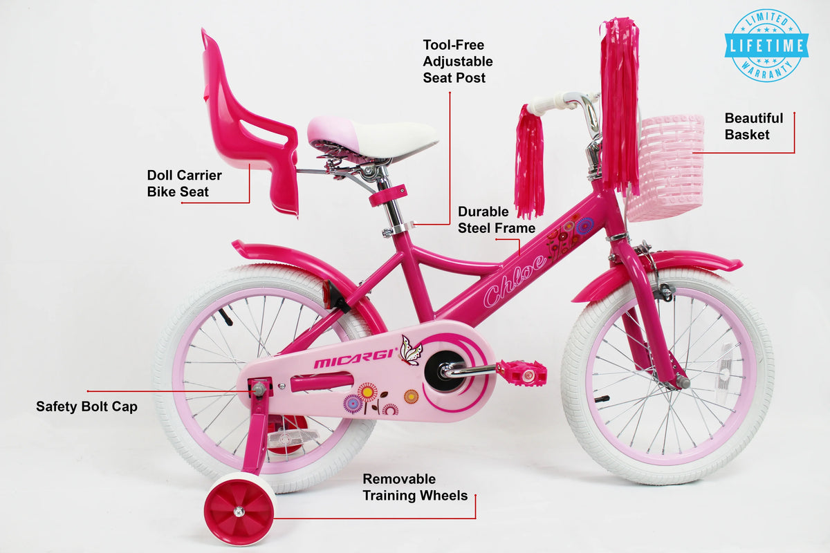 16 inch Kids Bike with Basket and Training Wheels I3778